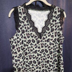 Mint Leopard print blouse